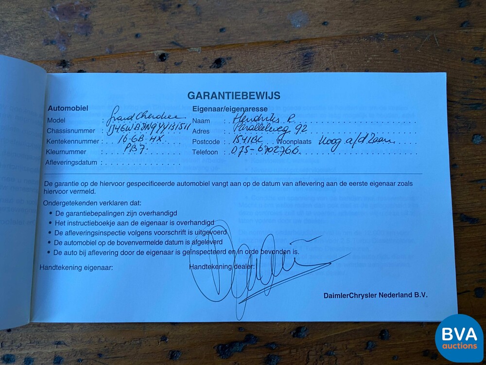 Jeep Grand Cherokee 4.7i V8 Limited 223pk 2000 -Org. NL-, 16-GB-HX