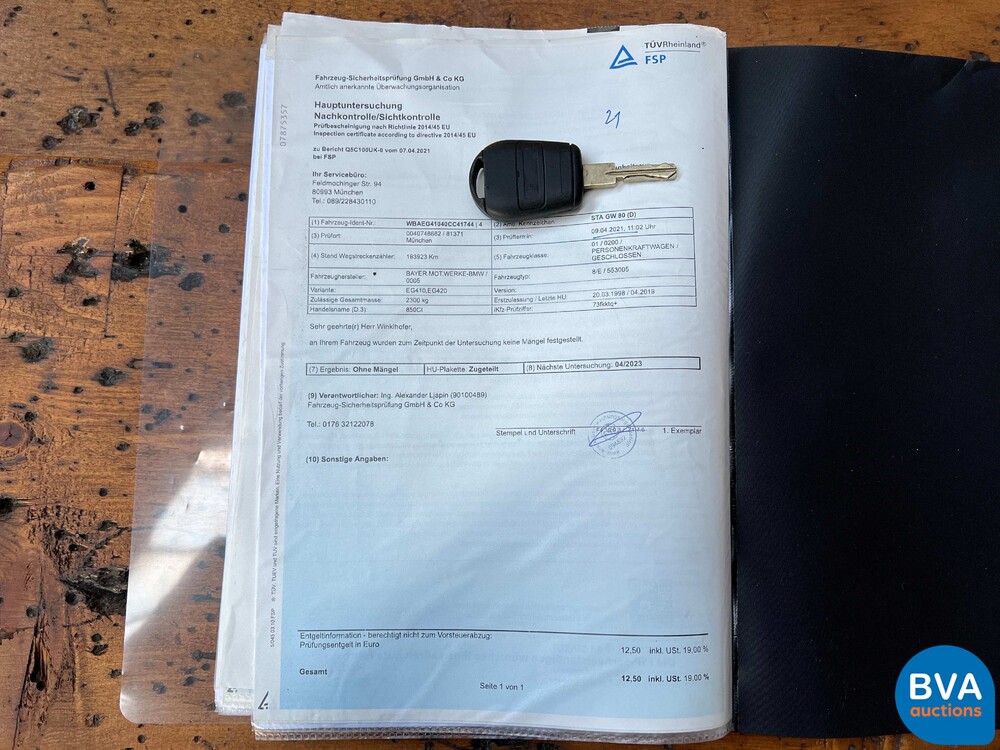 BMW 850Ci 5.4 V12 326pk M73 1 of 1218 8-Serie 1998