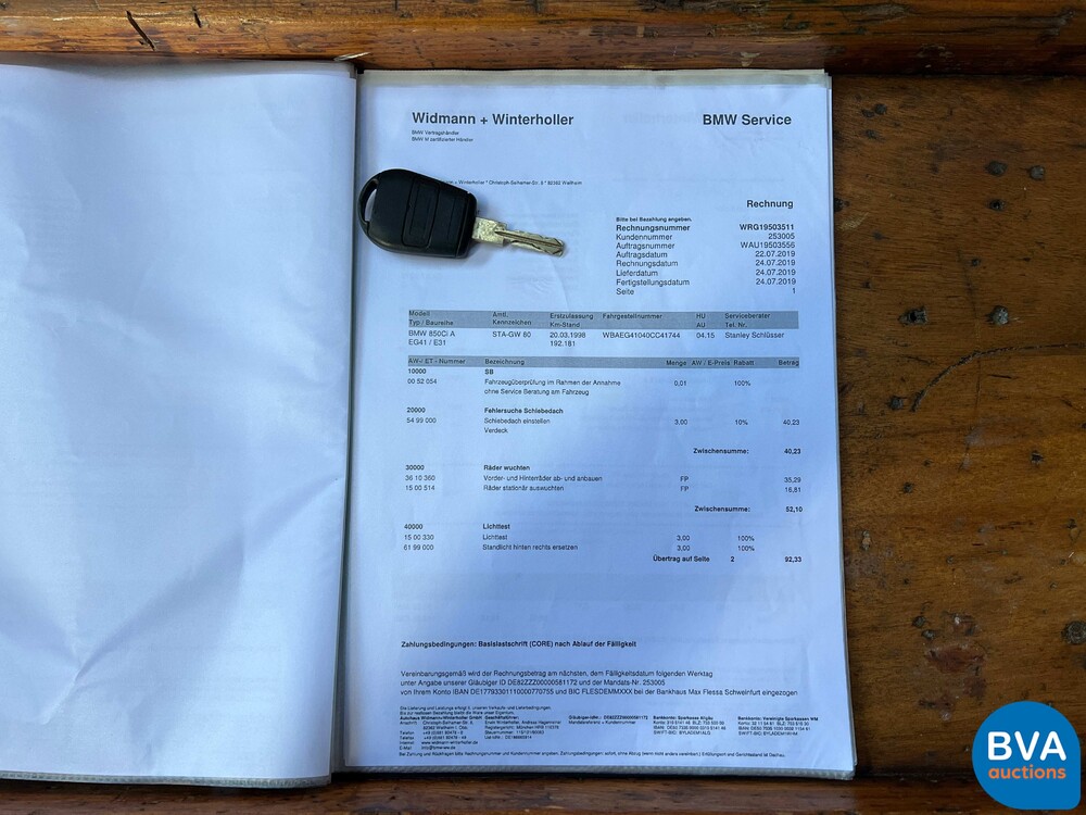 BMW 850Ci 5.4 V12 326pk M73 1 of 1218 8-Serie 1998