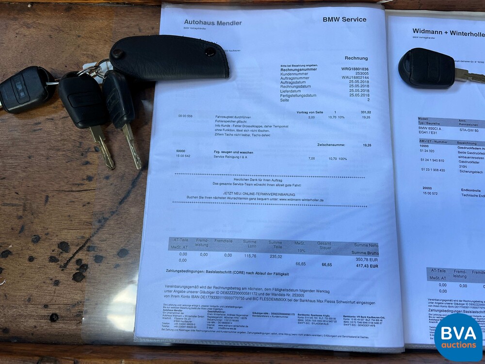 BMW 850Ci 5.4 V12 326pk M73 1 of 1218 8-Serie 1998