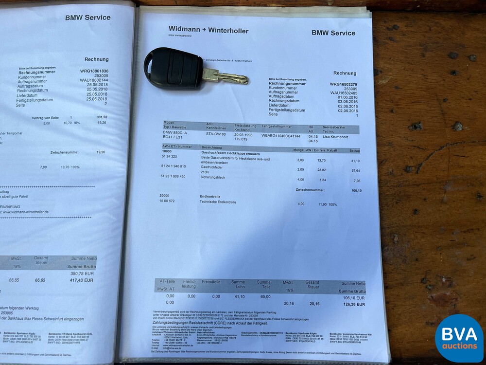BMW 850Ci 5.4 V12 326pk M73 1 of 1218 8-Serie 1998