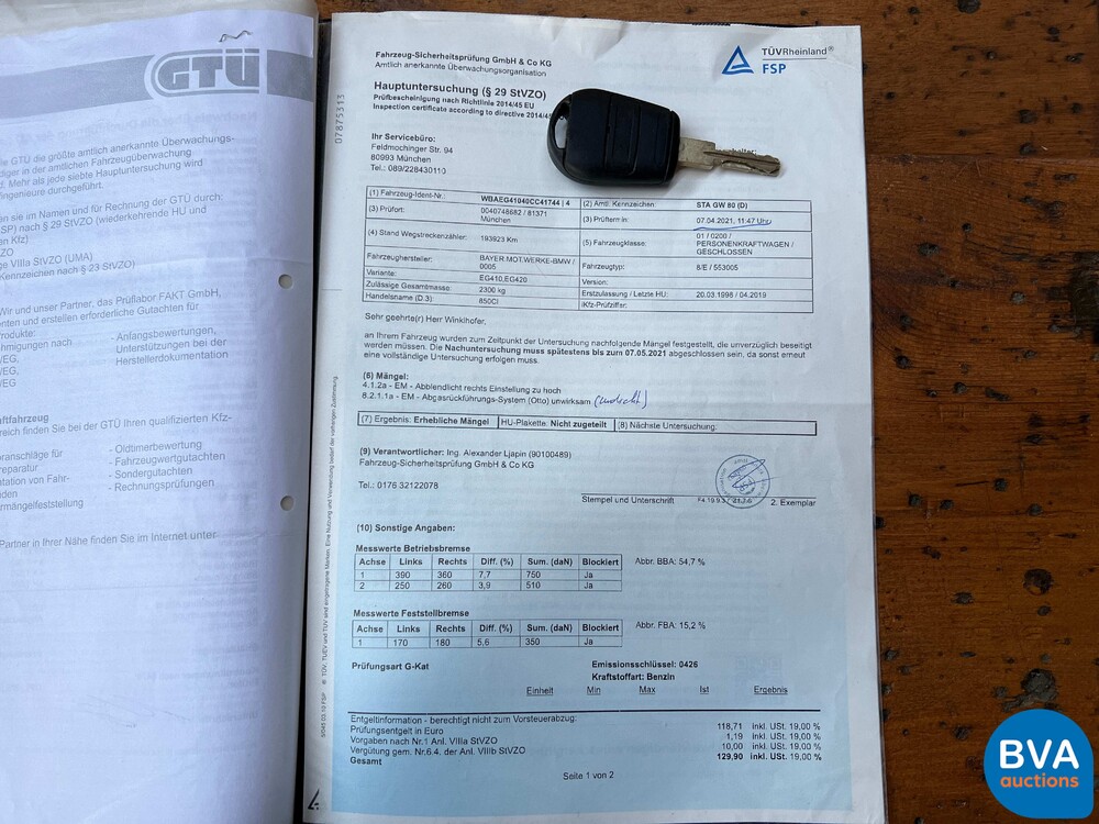 BMW 850Ci 5.4 V12 326pk M73 1 of 1218 8-Serie 1998