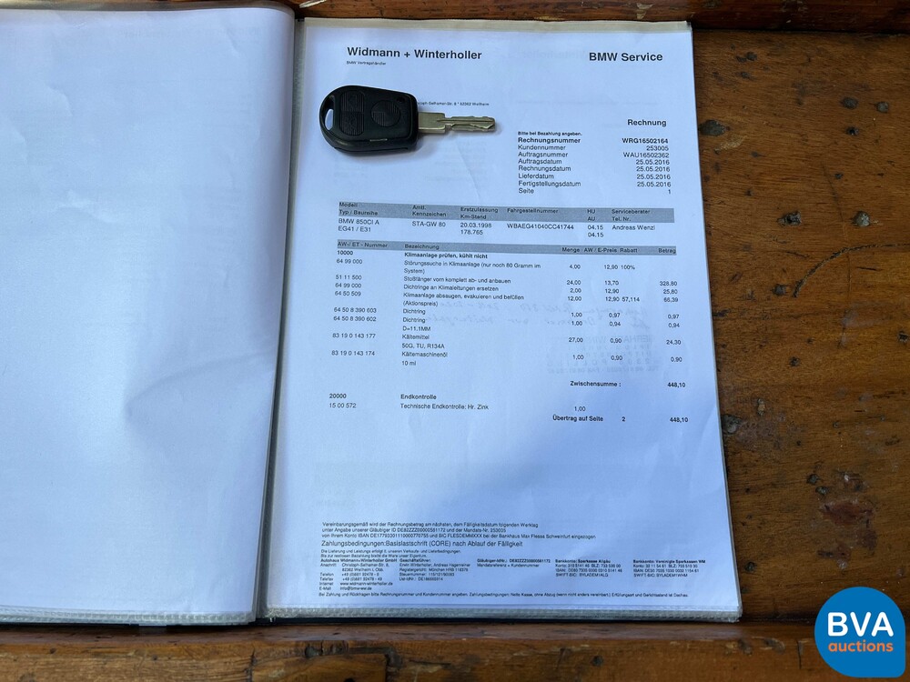 BMW 850Ci 5.4 V12 326pk M73 1 of 1218 8-Serie 1998