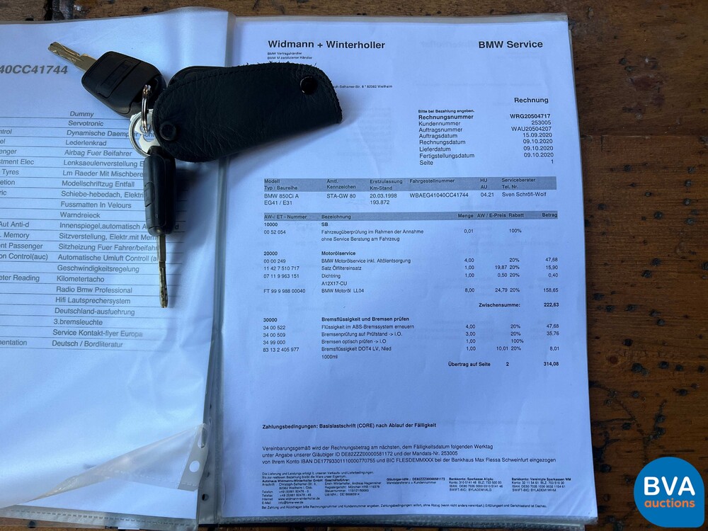 BMW 850Ci 5.4 V12 326pk M73 1 of 1218 8-Serie 1998