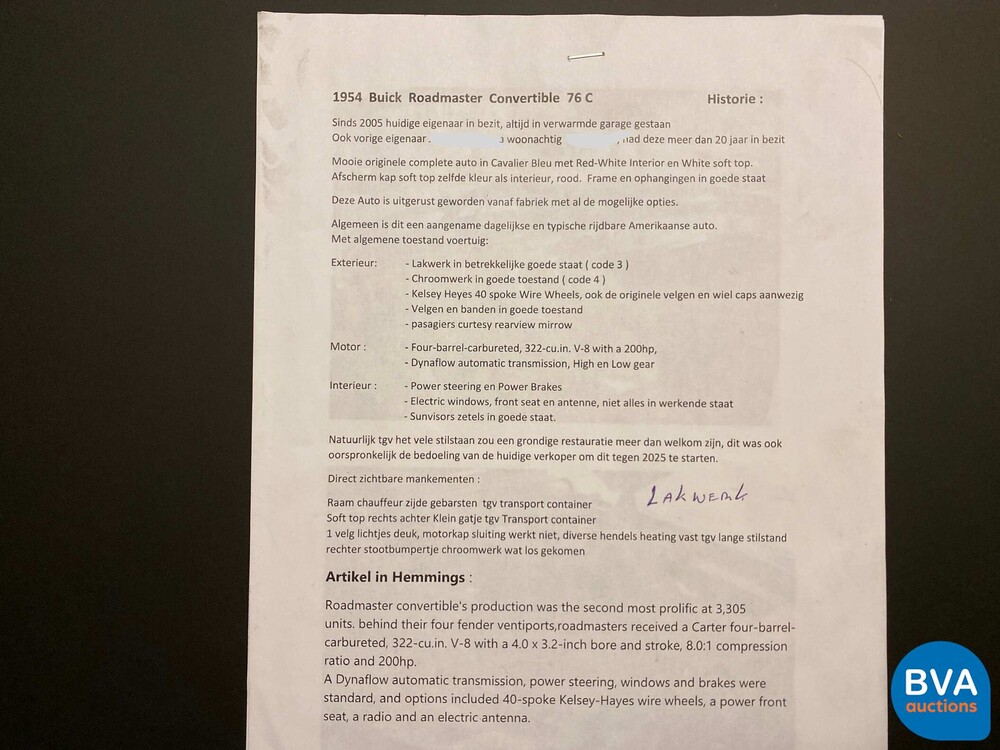 Buick Roadmaster Convertible 76 C V8 Cabriolet 1954
