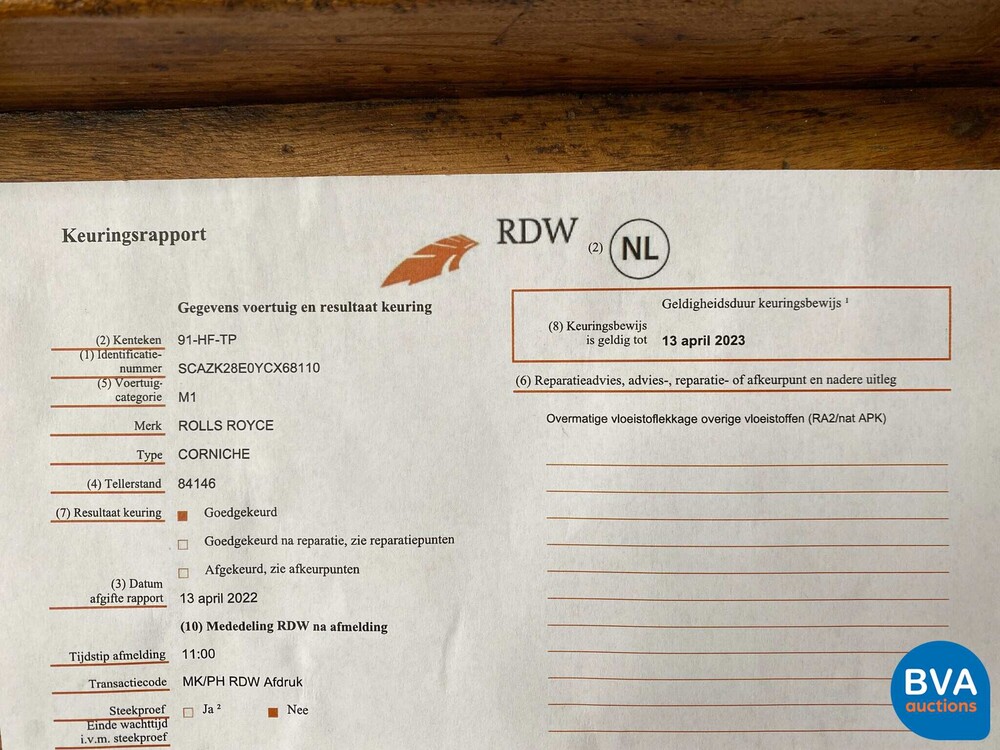 Rolls-Royce Corniche V6.75 V8 Cabriolet 2000 Cabriolet (1 oder 374 weltweit), 91-HF-TP.