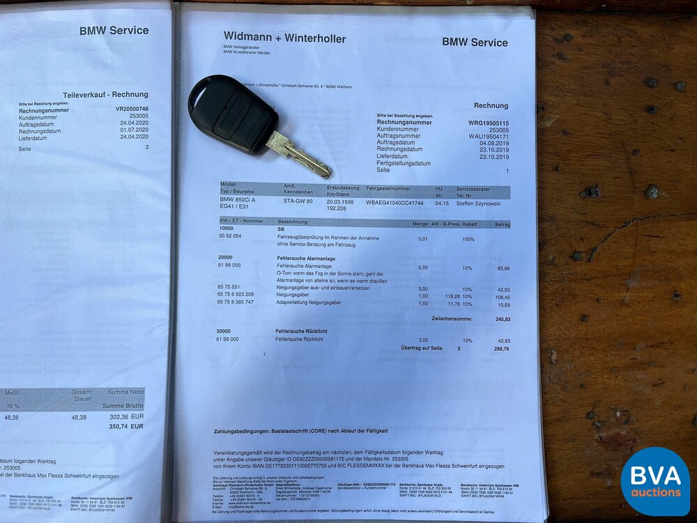 BMW 850 Ci5.4 V12 326pk M73 1 oder 1218 8er Serie 1998.
