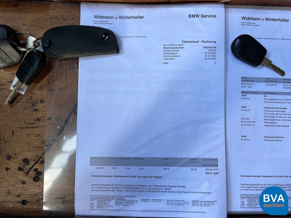 BMW 850 Ci5.4 V12 326pk M73 1 oder 1218 8er Serie 1998.