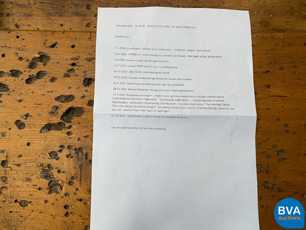 Chevrolet Chevy Van Globemaster 6.5 G20 148PS 1995 -Org. NL-, VF-HJ-45.