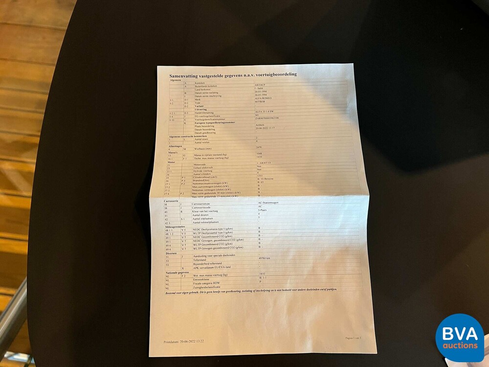 Alfa Romeo 33 1.4 Sportwagon 88 PS 1994, P-501-ZF.