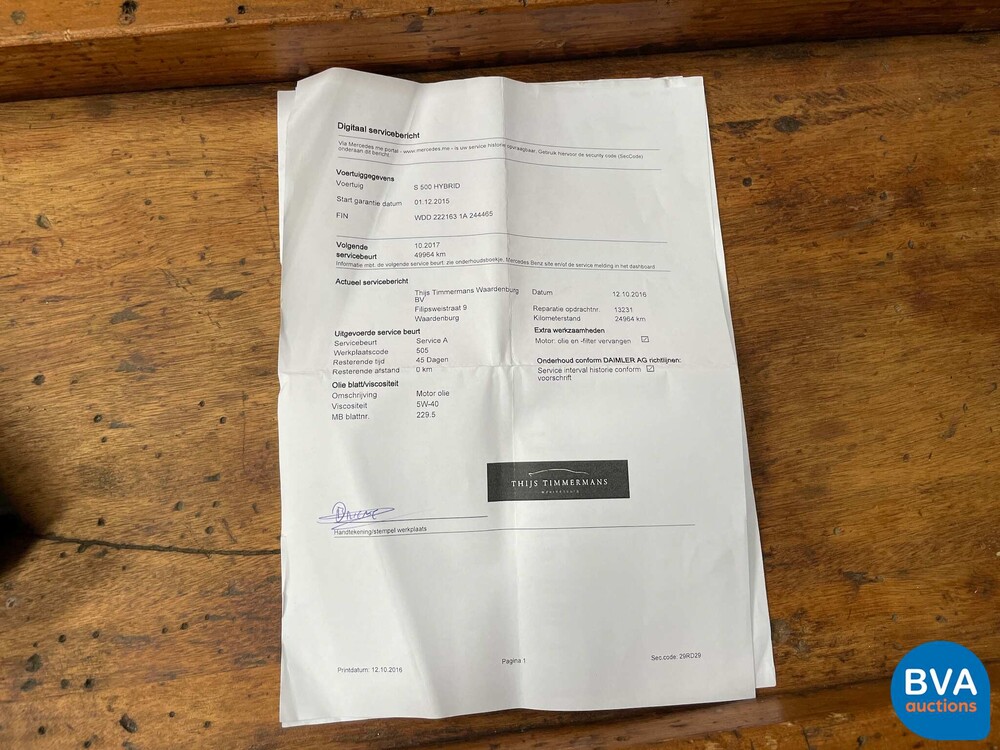Mercedes-Benz S500 Long Plug-In Hybrid Prestige Plus 2015 S-Class -Org. NL-, HR-522-J.