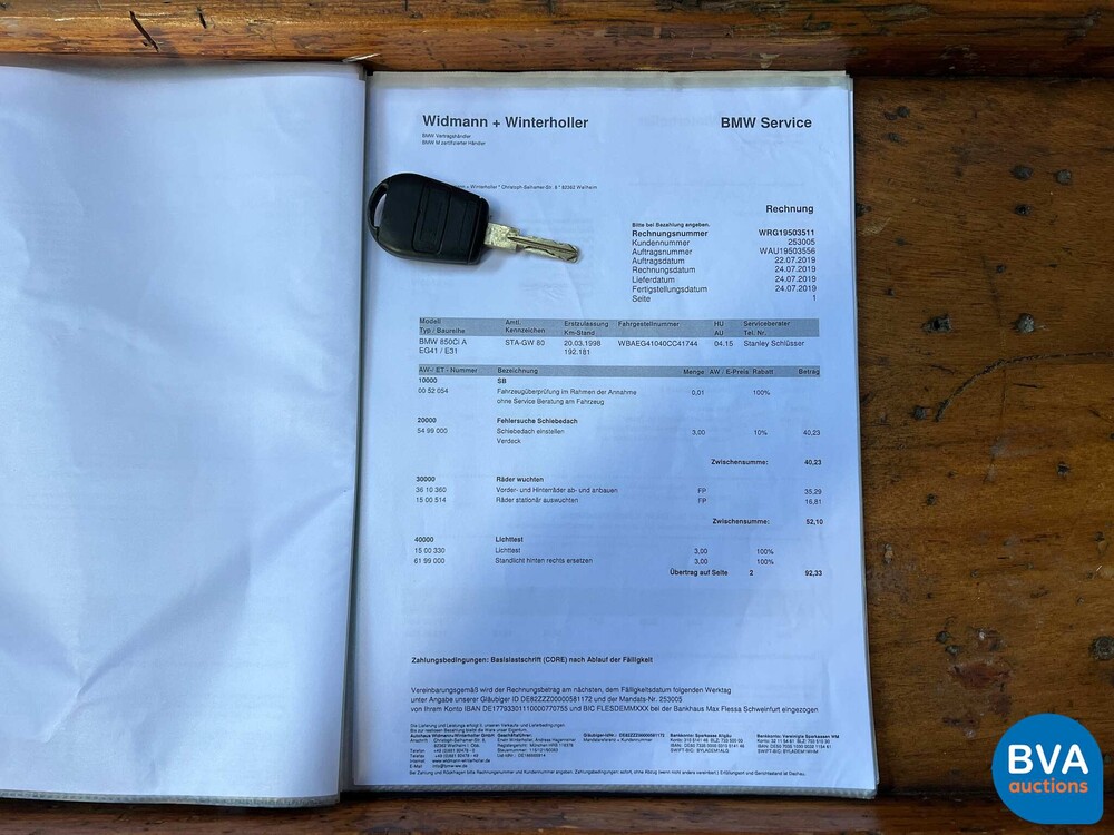 BMW 850 Ci 5.4 V12 326pk M73 1 or 1218 8-Series 1998.