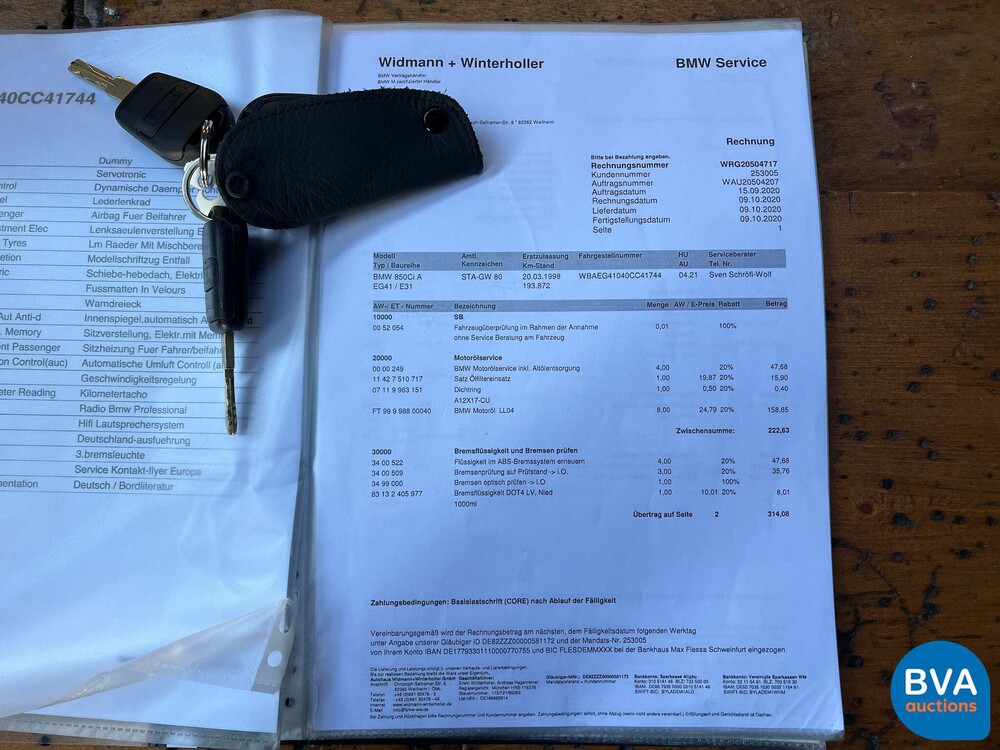 BMW 850 Ci 5.4 V12 326pk M73 1 or 1218 8-Series 1998.