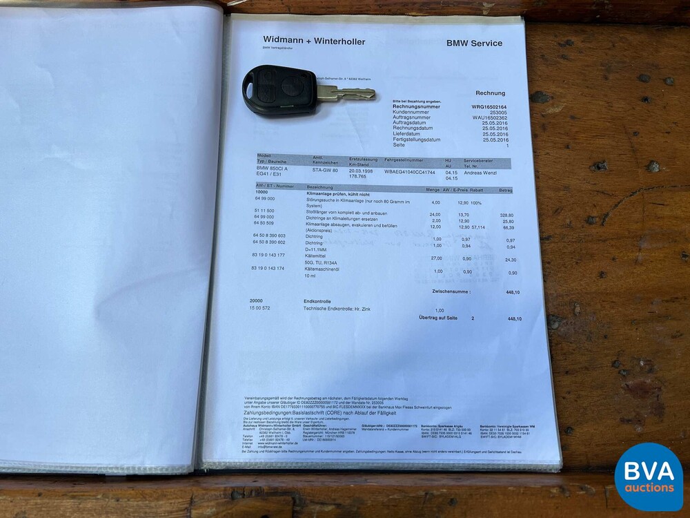 BMW 850 Ci 5.4 V12 326pk M73 1 or 1218 8-Series 1998.