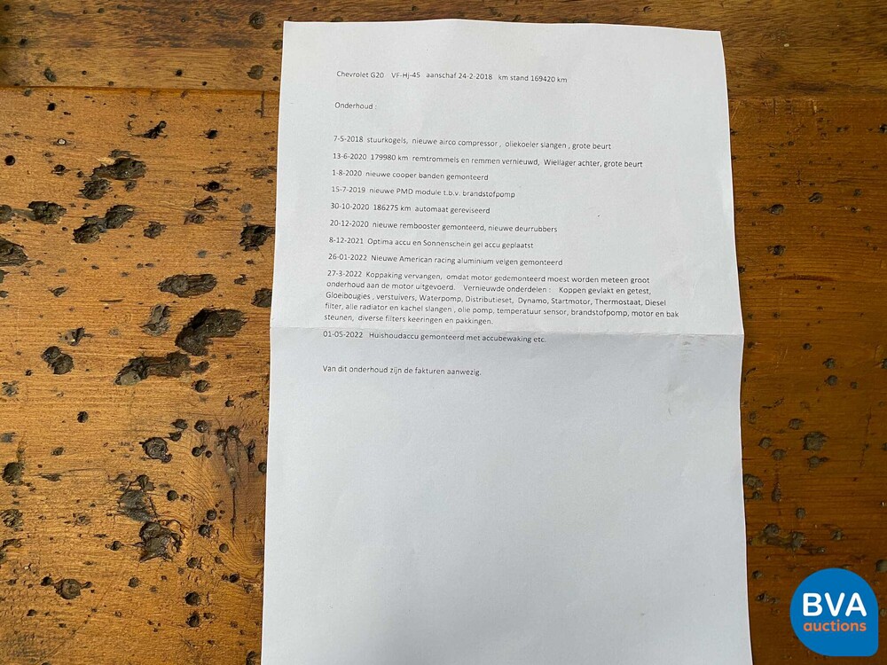 Chevrolet Chevy Van Globemaster 6.5 G20 148hp 1995 -Org. NL-, VF-HJ-45.