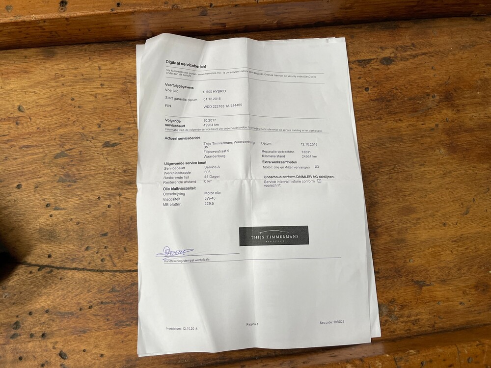Mercedes-Benz S500 Lang Plug-In Hybrid Prestige Plus 2015 S-Klasse -Org. NL-, HR-522-J
