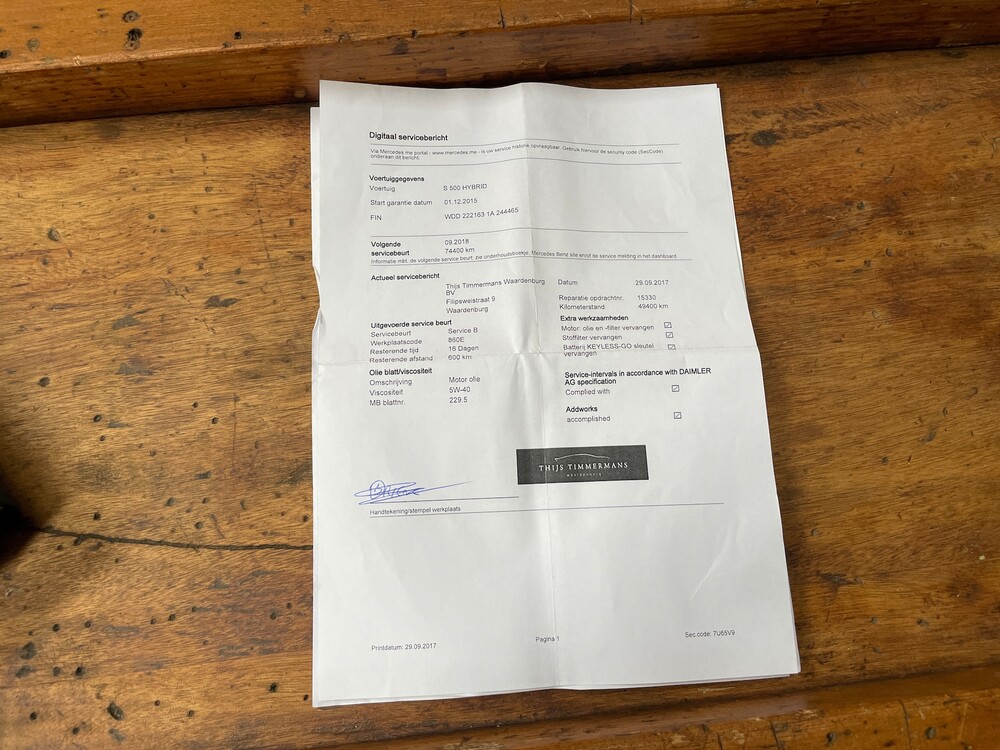 Mercedes-Benz S500 Lang Plug-In Hybrid Prestige Plus 2015 S-Klasse -Org. NL-, HR-522-J