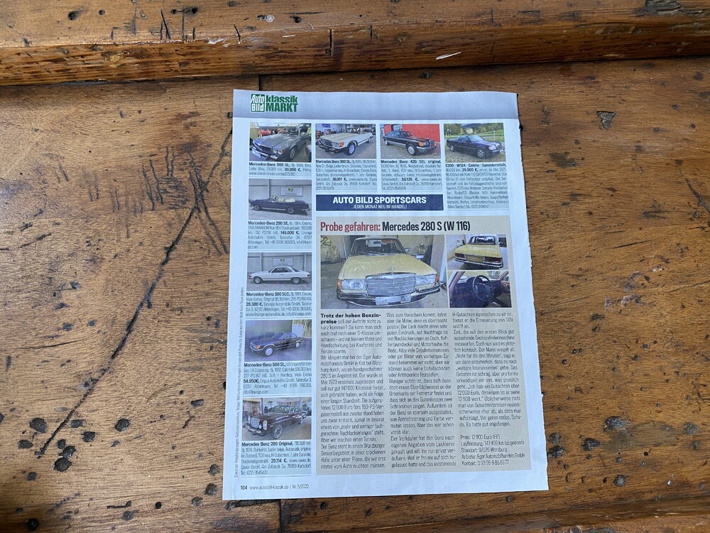 Mercedes-Benz 280S W116 160 PS 1974 S-Klasse, 99-YD-68.