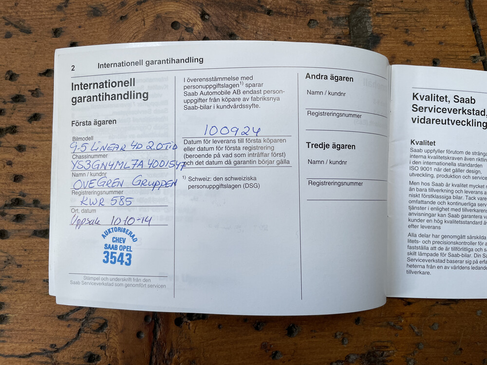 Saab 9-5 2.0 TiD Linear Exklusiv 160PS 2016, JR-350-P