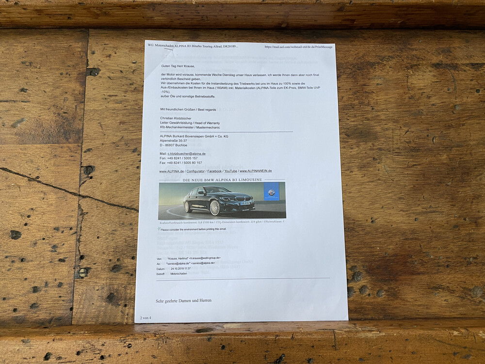 BMW ALPINA B3-Biturbo 2014 409hp 600nm F31, NL-License plate