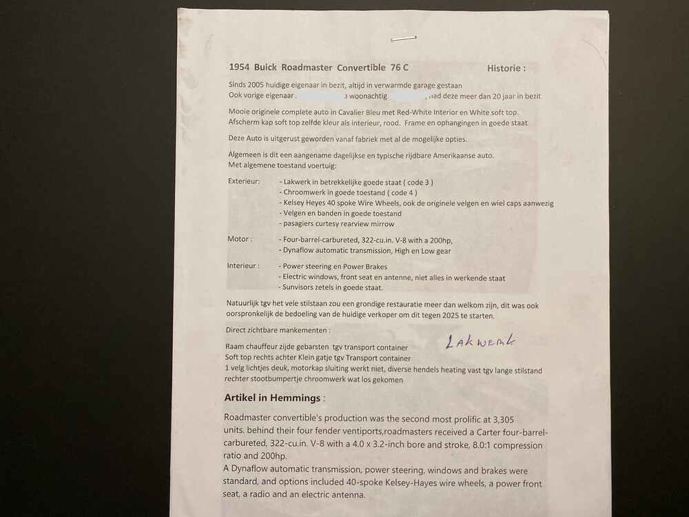 Buick Roadmaster Cabrio 76C V8 Cabrio 1954.