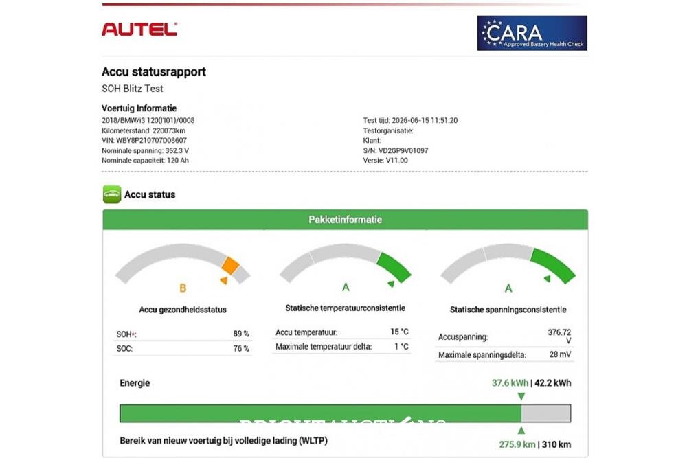 BMW i3 Basis 120Ah 1 Accucel defect 42 kWh 170pk 2018 (Origineel-NL), XD-528-F
