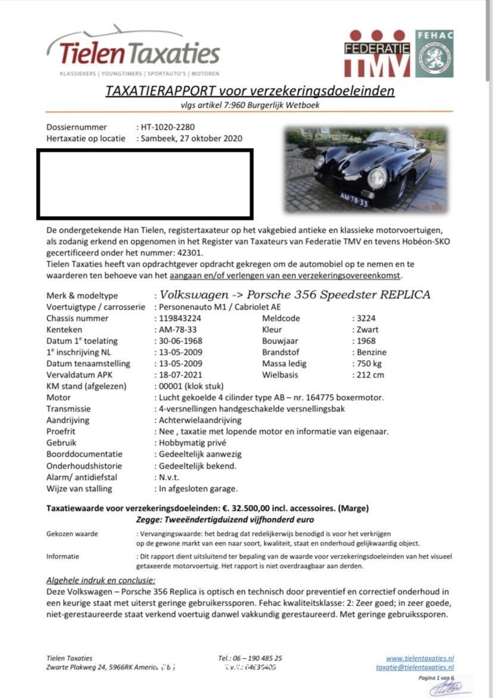 Porsche 356 Speedster (replica) 44pk 1968, AM-78-33