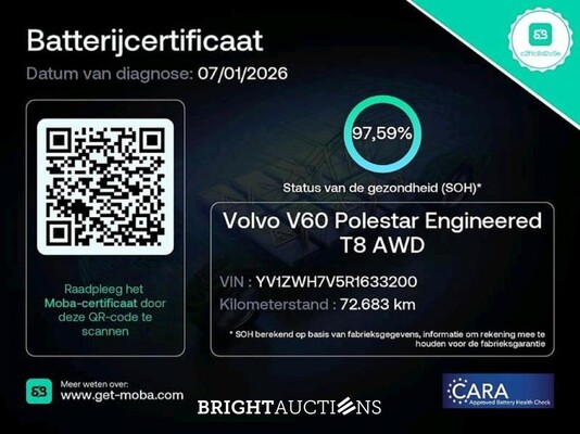 Volvo V60 T8 Plug-in Hybrid Polestar Engineered 2.0 AWD 455pk 2024 (Origineel-NL), Z-495-KG