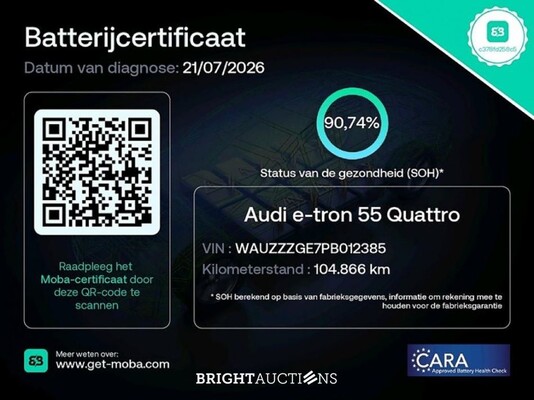 Audi e-tron 55 Advanced edition Quattro 95 kWh 408pk 2022 (Origineel-NL), R-906-VJ