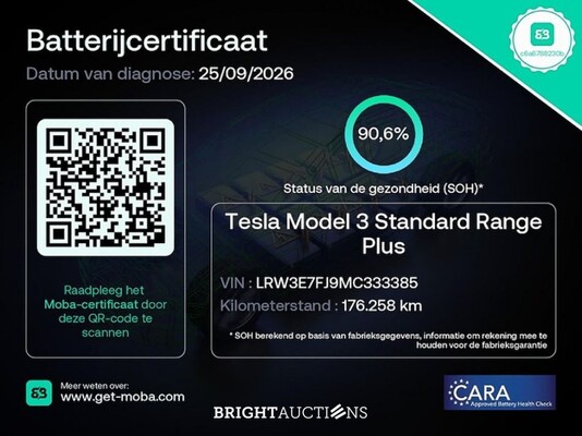 Tesla Model 3 Standard RWD Plus 60 kWh 238pk 2021 (Origineel-NL), N-745-DS