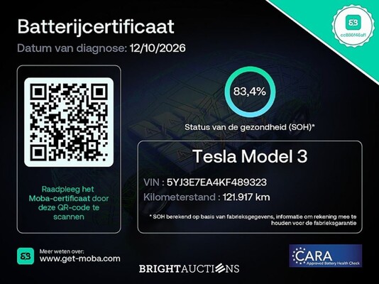 Tesla Model 3 Standard RWD Plus 60 kWh 238pk 2019 (Origineel-NL), G-097-DX
