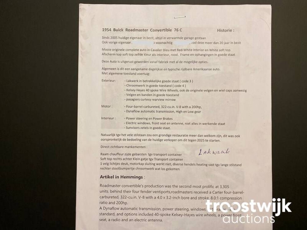 Buick Roadmaster Convertible 76 C V8 Auto