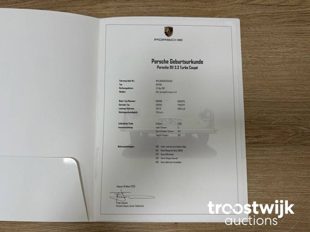 Porsche 911 930 Turbo Coupé 3.3 282pk 1987, 1-ZTX-52