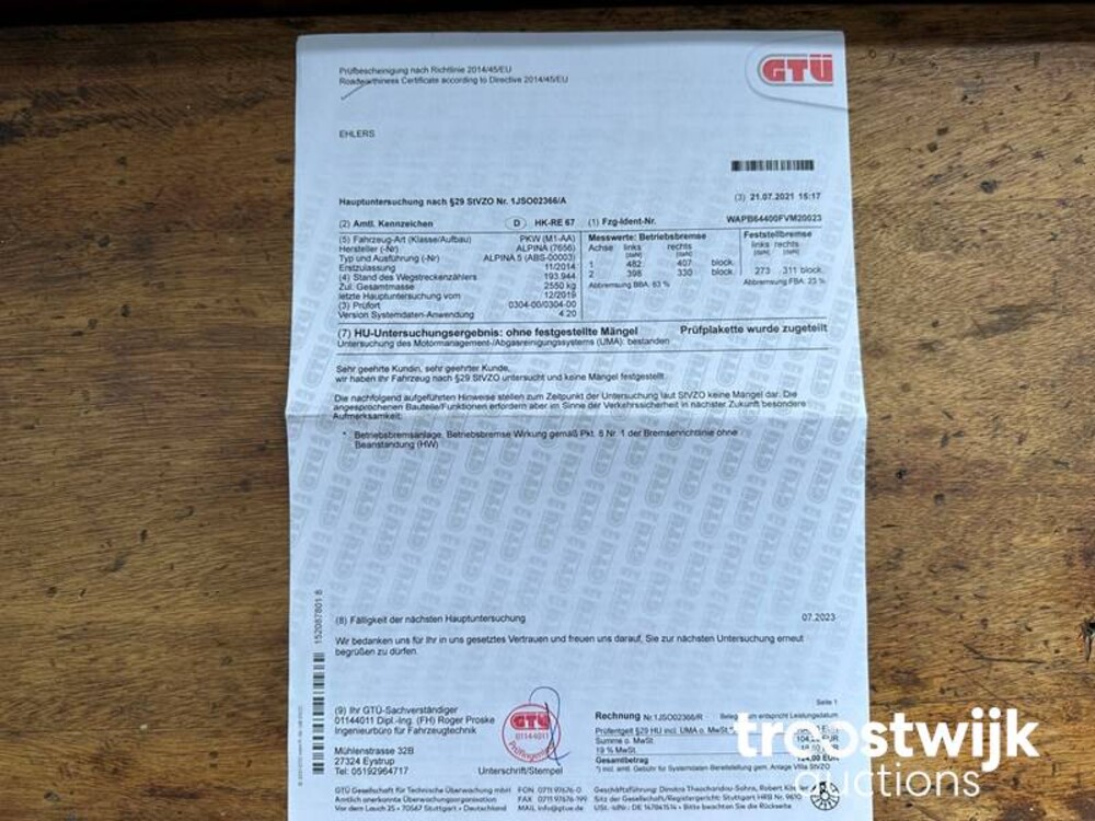 Alpina B6 Gran Coupe Bi-Turbo 540PS 2014 730nM (M6), L-181-VZ