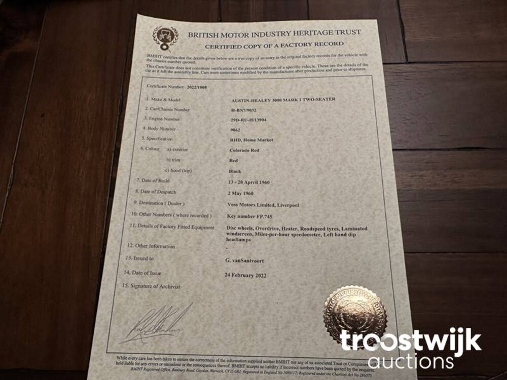Austin Healey BN7 3000 MK 1 Cabriolet 125pk 1960, DH-76-27