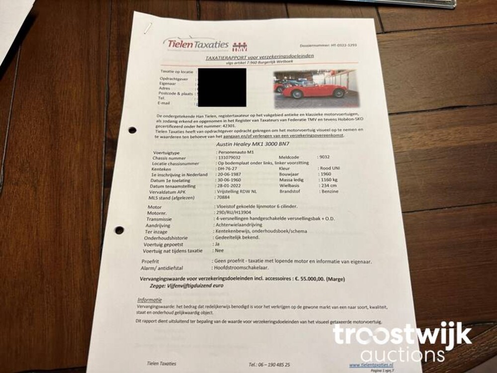 Austin Healey BN7 3000 MK 1 Cabriolet 125pk 1960, DH-76-27