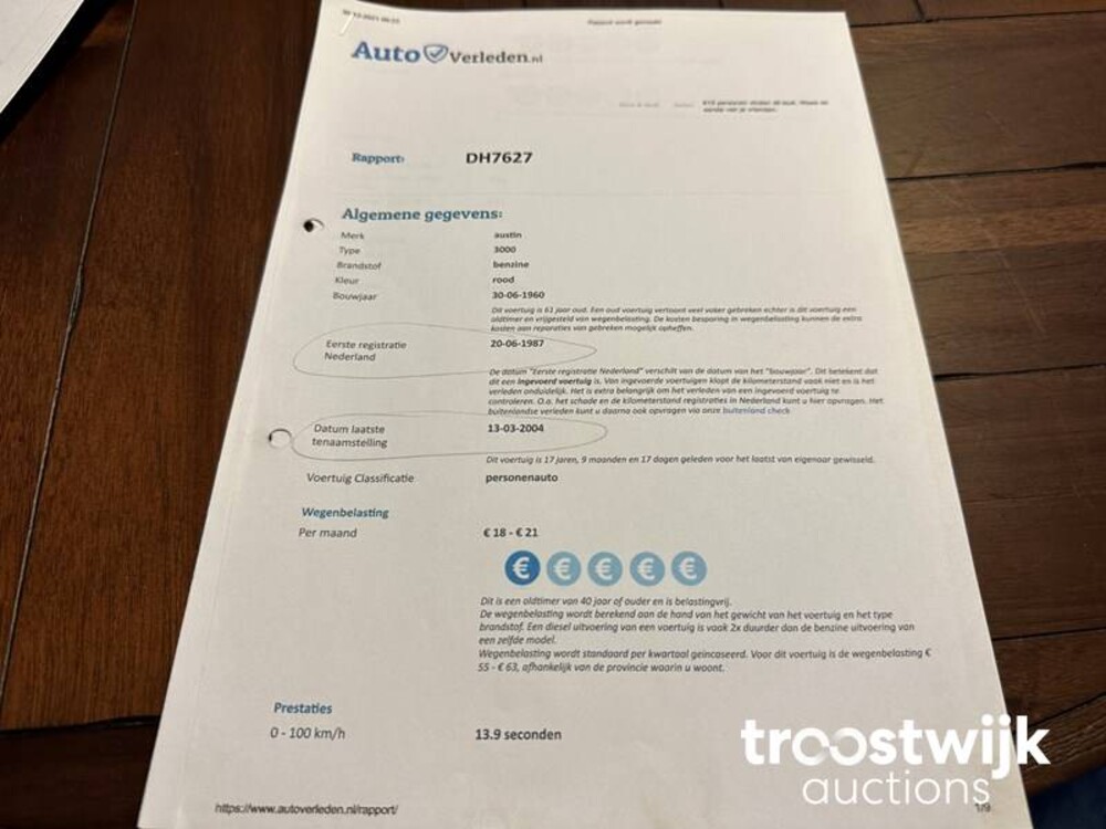 Austin Healey BN7 3000 MK 1 Cabriolet 125pk 1960, DH-76-27