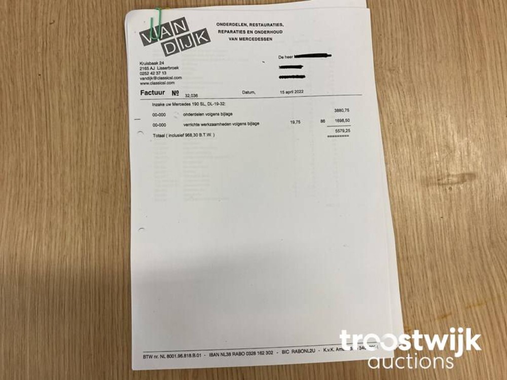 Mercedes-Benz 190 SL  105pk 1957 SL-Klasse, DL-19-32