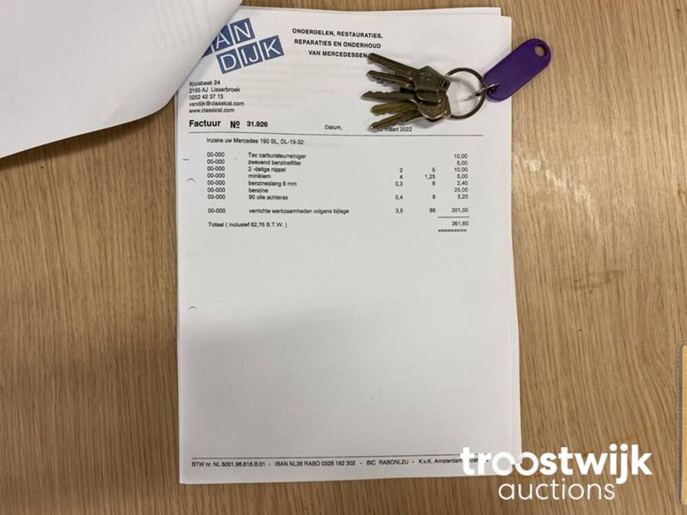 Mercedes-Benz 190 SL  105pk 1957 SL-Klasse, DL-19-32