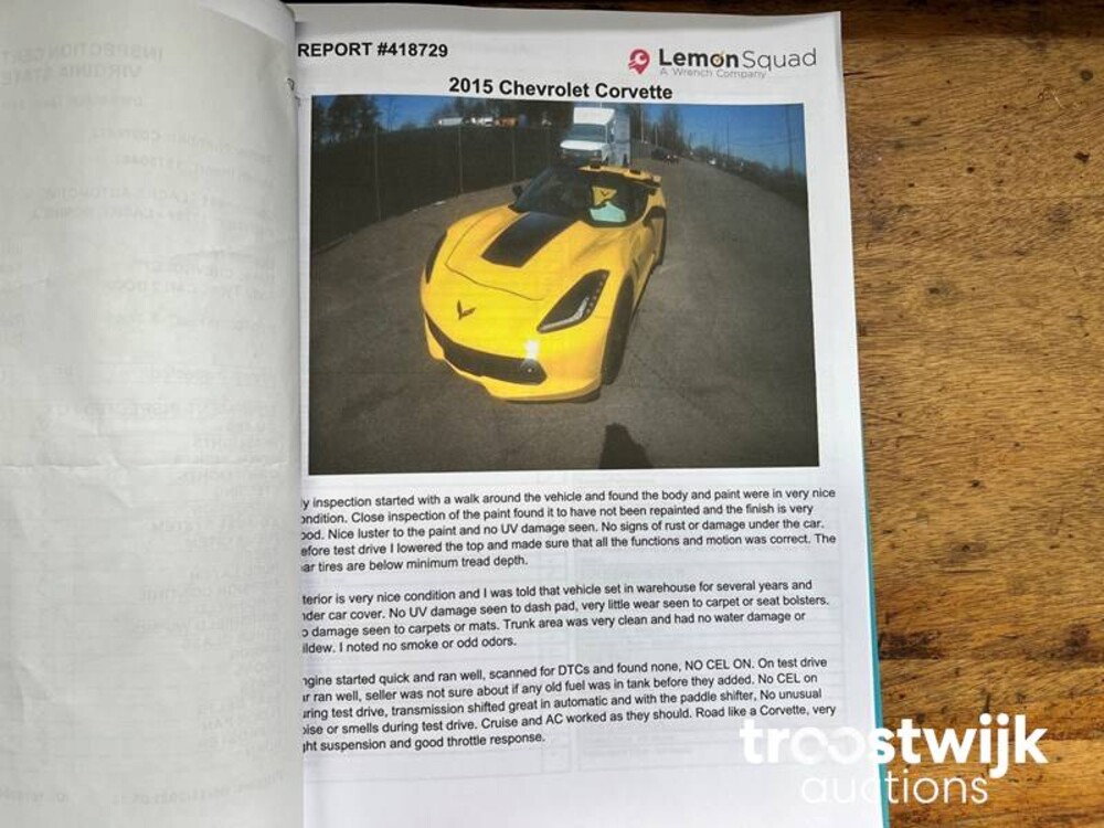 Chevrolet Corvette C7 Convertible 6.2 V8 Stingray 466PS 2015, L-032-RG