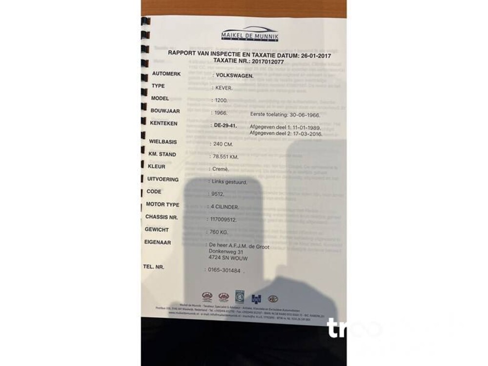 Volkswagen Kever 1600 35pk 1966, DE-29-41