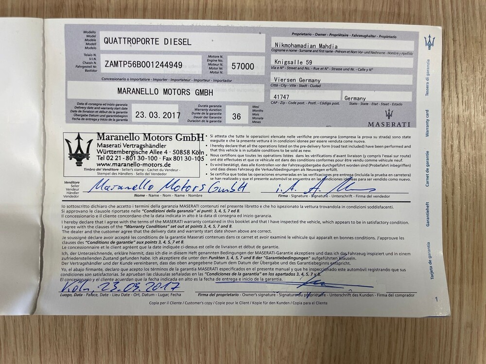 Maserati Quattroporte GranLusso 3.0 D NEUES MODELL 275PS 2017, H-942-XN