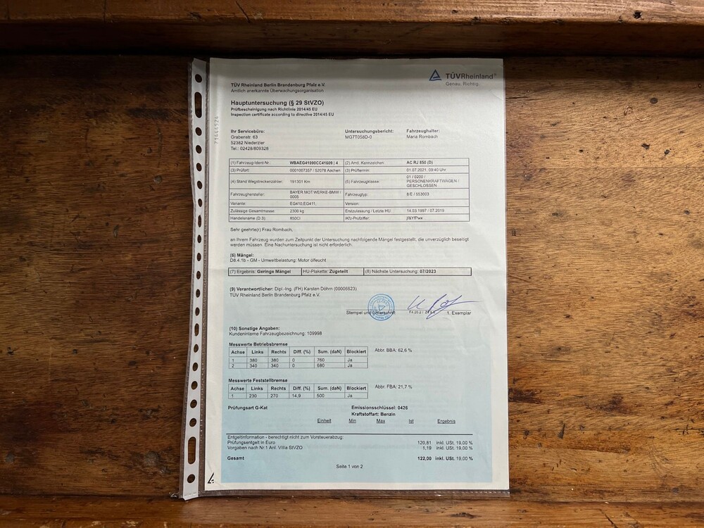 BMW 850Ci E31 5.4 V12 326PS 480Nm -Facelift- 1997 -Youngtimer- 8er