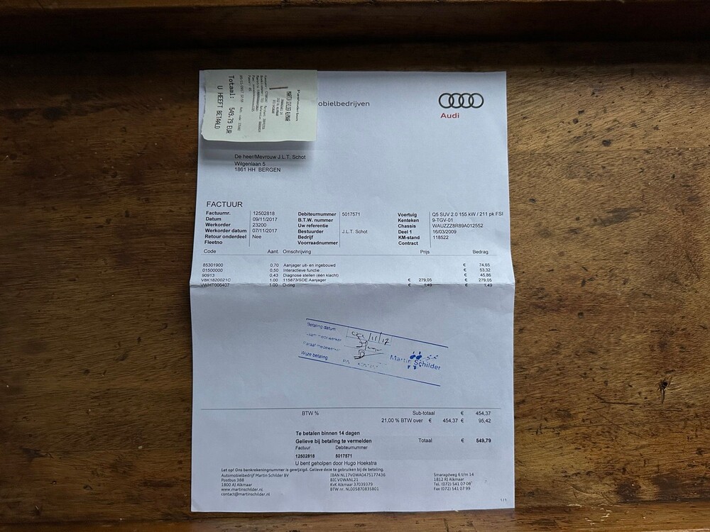 Audi Q5 2.0 TFSI S-Tronic Quattro Pro Line 211pk 2009, 9-TGV-01