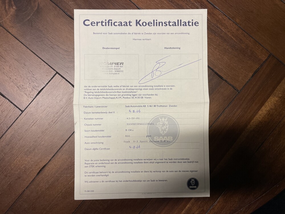 Saab 9-3 Sport Kombi 1.8t Linear 150PS 2006 -Orig. NL-, 43-TF-FG