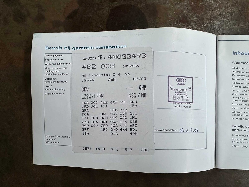 Audi A6 Limousine 2.4 Pro Line MT 170PS 2003 74-NK-XG