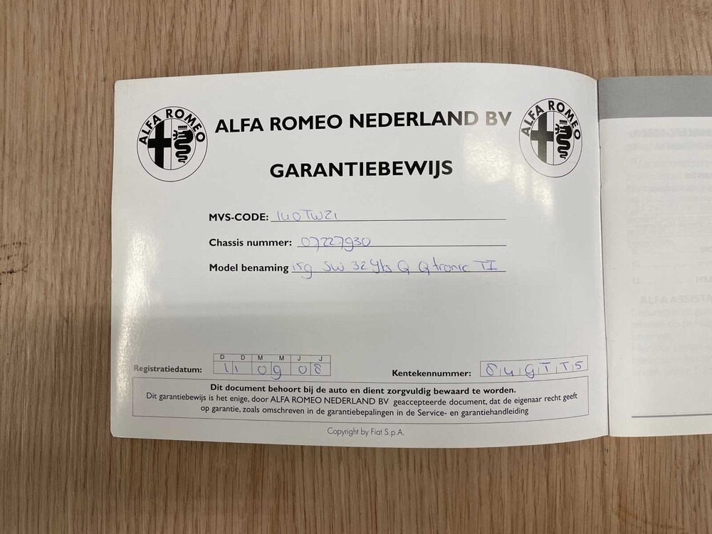 Alfa Romeo 159 Sportwagon 3.2 V6 JTS Q4 Q-Tronic TI 260PS 2008 (ORIGINAL-UK), 84-GTT-5 Youngtimer