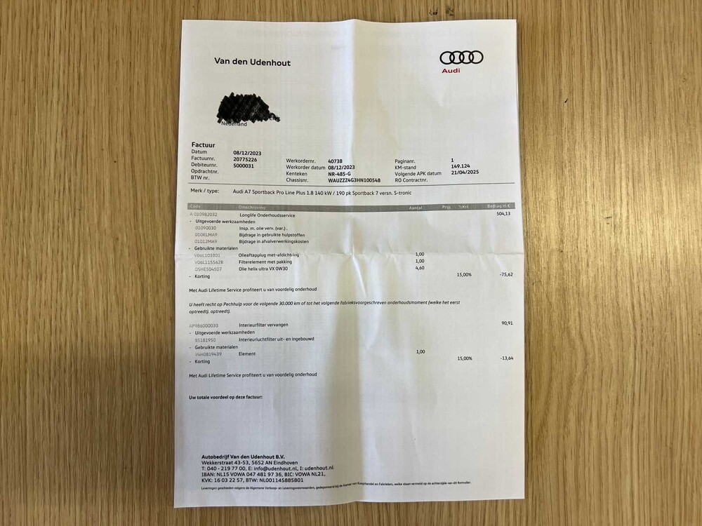 Audi A7 Sportback 1.8 TFSI Pro Line Plus 190PS 2017 FACELIFT (ORIGINAL-NL), NR-485-G