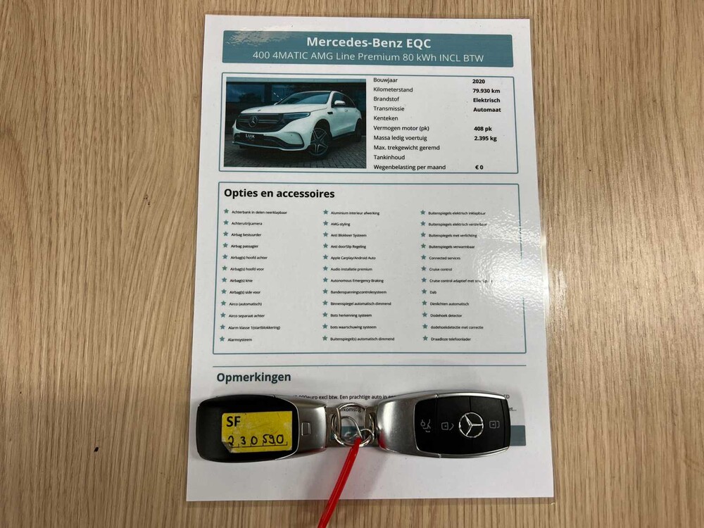 Mercedes-Benz EQC400 AMG 4Matic Premium 80 kWh 408PS 2020 EQC-Klasse, T-431-DS