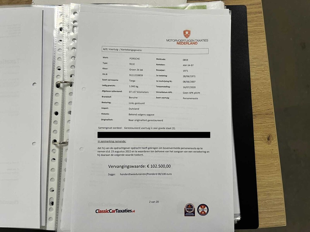 Porsche 911E Targa 2.0 T 110PS 1971, AM-34-97 